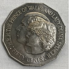 AUSTRALIA 1981 . FIFTY 50 CENTS COIN . ROYAL WEDDING